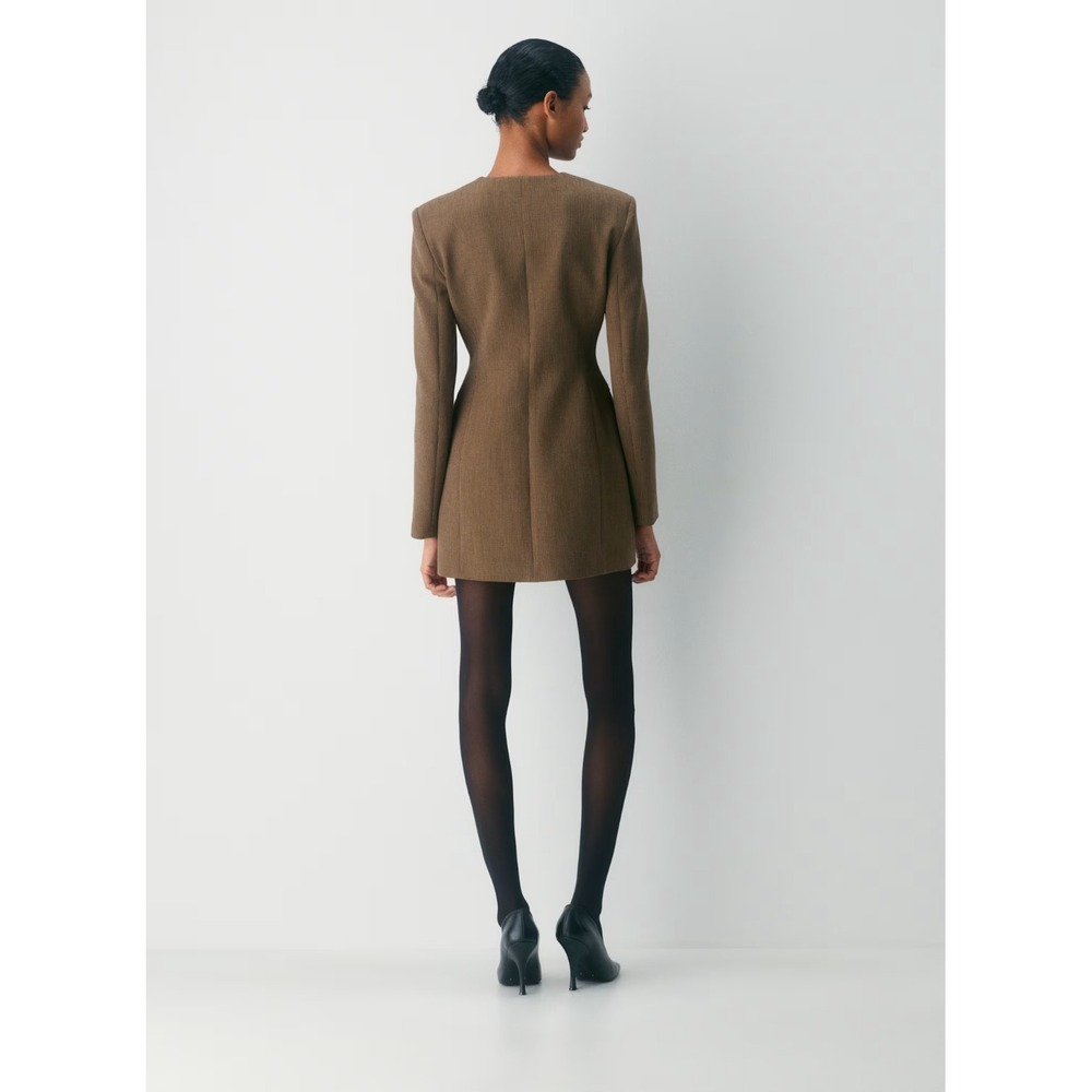 Babaton Aritzia NWT Skyrise Double Breasted Blazer Dress in Brown Kyle Check 4 - Picture 3 of 9